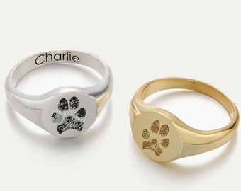 Siegelring • Haustier Siegelring • Haustier Ring • Hundepfote Ring • Katzenpfote Ring • Personalisierte Hundepfote • Siegelring Frauen