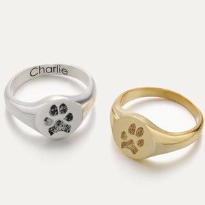 Signet Ring Custom • Pet Paw Signet Ring • Custom Pet Ring • Dog Paw Ring • Cat paw Ring • Personalized Dog Paw • Signet Ring Women