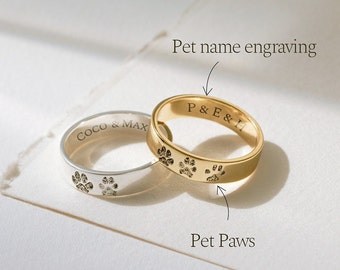 Bague patte d'animal de compagnie • Bague empreinte de patte personnalisée • Cadeau pour maman • Cadeau chien pour maman • Bague commémorative en argent sterling pour animal de compagnie • Cadeaux en cas de perte d'un animal de compagnie