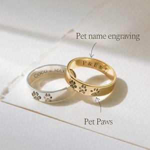 Pet Paw Ring • Personalized Paw Print Ring • Gift For Mom • Dog Mom Gift • Sterling Silver Pet Memorial Ring • Pet Loss Gifts