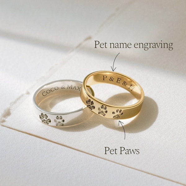 Pet Paw Ring • Gepersonaliseerde Paw Print Ring • Cadeau voor mama • Hond Mom Gift • Sterling Silver Pet Memorial Ring • Pet Loss Gifts