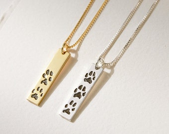 Paw Print BarNecklace • Your Actual Pet Paw Print Necklace • Custom Pet Necklace • Dog Paw Necklace • Cat paw necklace • Personalized Gift