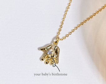 Newborn Necklace • Birthstone Necklace • Footprint Necklace • Gift for New Mom • Gift for Mom • Baby Shower Necklace • New Mom Gift