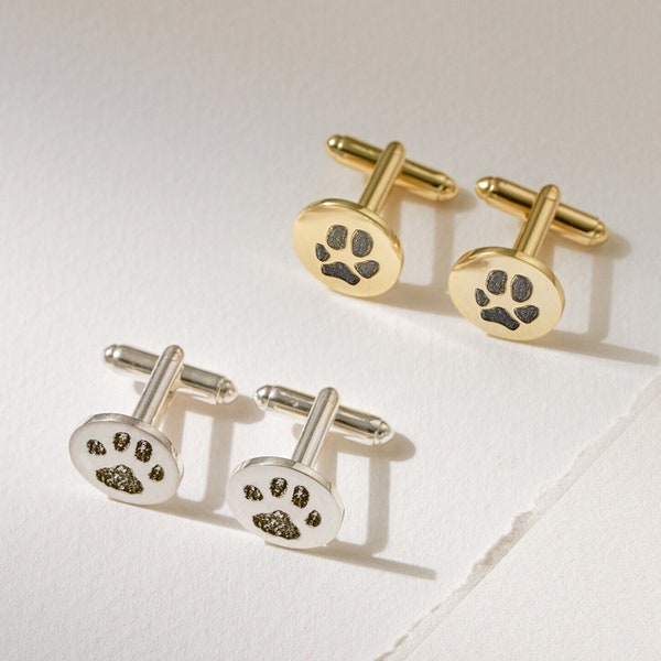 Personalized Cufflinks • Paw Print Cufflinks • Custom Pet Cufflinks • Portrait Cufflink • Groom Gift • Gift for Him • Handwriting Cufflinks