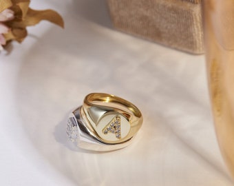 Personalized Signet Ring • Letter Ring • Initial Ring • Custom Rings • Statement Ring