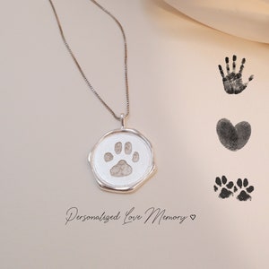 Paw Print Necklace • Your Actual Pet Paw Print Necklace • Custom Pet Necklace • Dog Paw Necklace • Cat paw necklace • Personalized dog paw