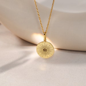 Collier soleil • Collier personnalisé • Collier rayon de soleil • Collier soleil minimaliste • Disque gravé • Cadeaux pour elle • Collier prénom