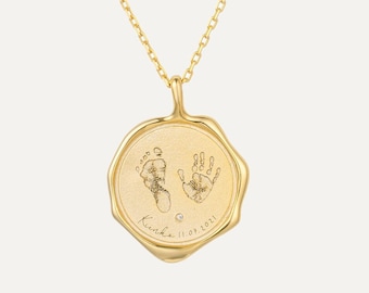 Collier nouveau-né • Collier empreinte de pas • Collier sceau de cire • Cadeau personnalisé pour une mère • Collier baby shower • Cadeaux pour maman • Cadeau pour nouvelle maman