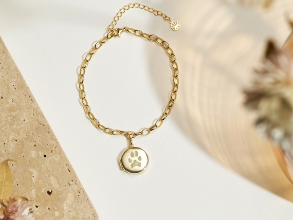 Paw Print Bracelet Locket Bracelet Charm Bracelet Custom Pet
