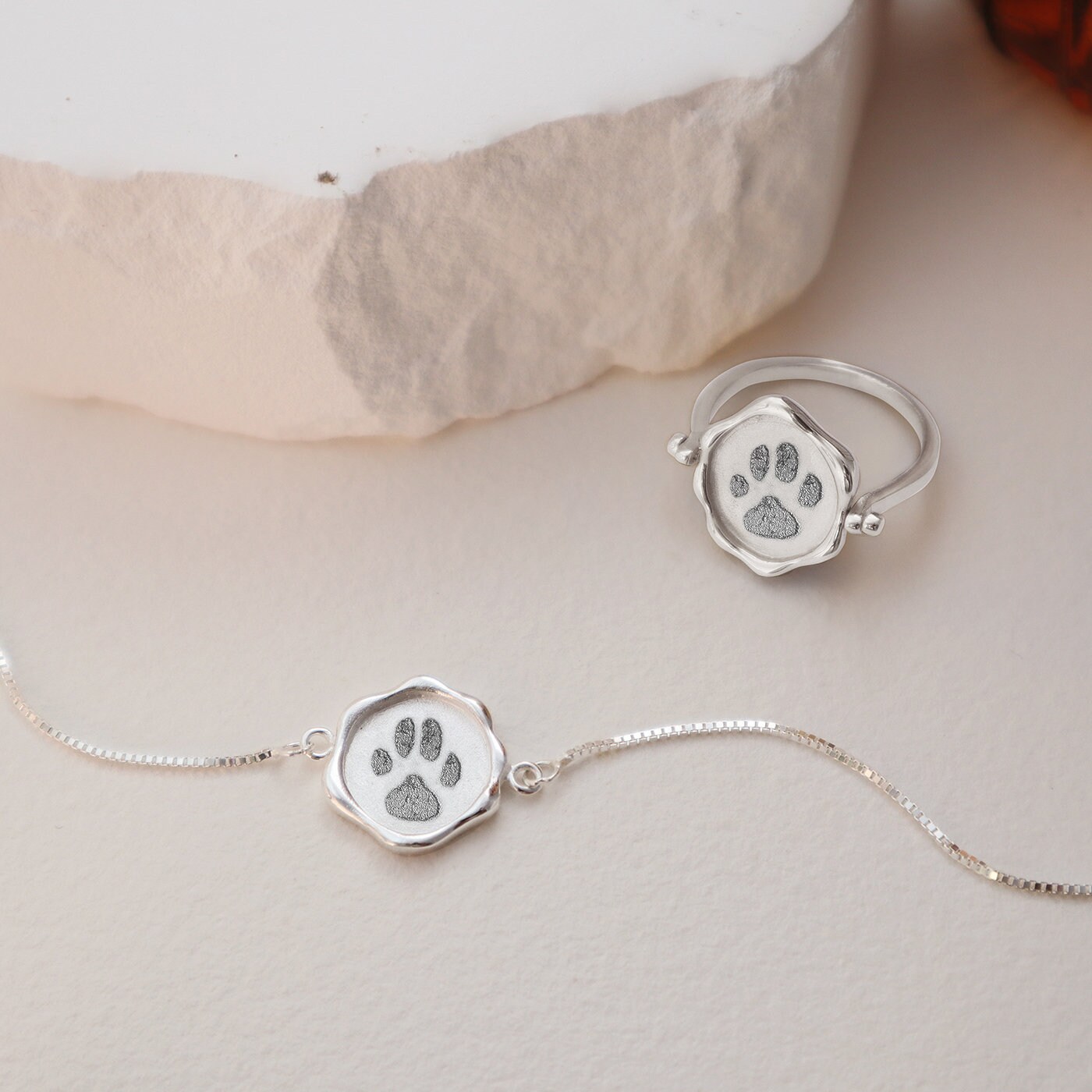 Paw Print Bracelet Your Actual Pet Paw Print Bracelet - Etsy