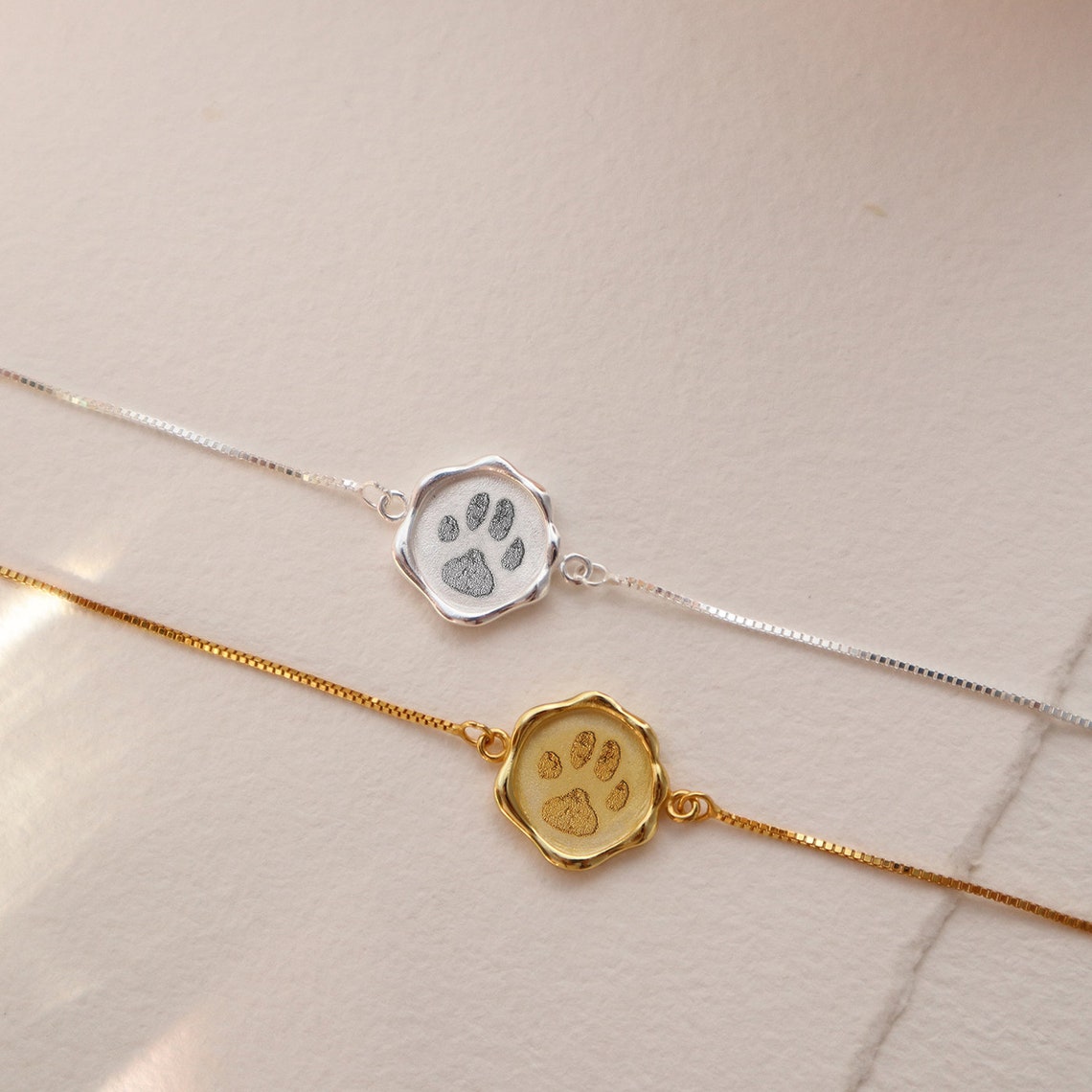 Paw Print Bracelet Your Actual Pet Paw Print Bracelet - Etsy