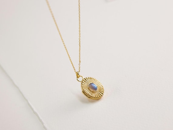 Moonstone Oval locket • Oval Locket • Photo Locket • Engraved Locket • Personalized Gift • Gold Locket • Gift for her