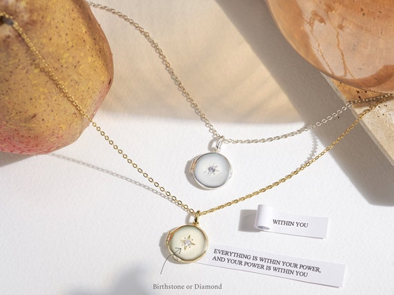 Custom Locket Necklace • Custom Photo Locket • Gold Locket Necklace • Handmade Jewelry • Memorial Necklace