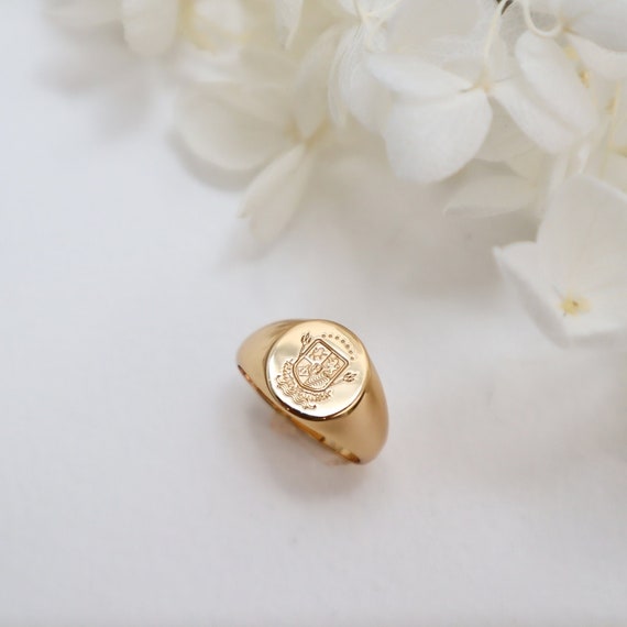 Bague embleme familial Armoiries Bague embleme familial Bijoux personnalises Bague personnalisee Bague en or Chevaliere Bague tendance Etsy France