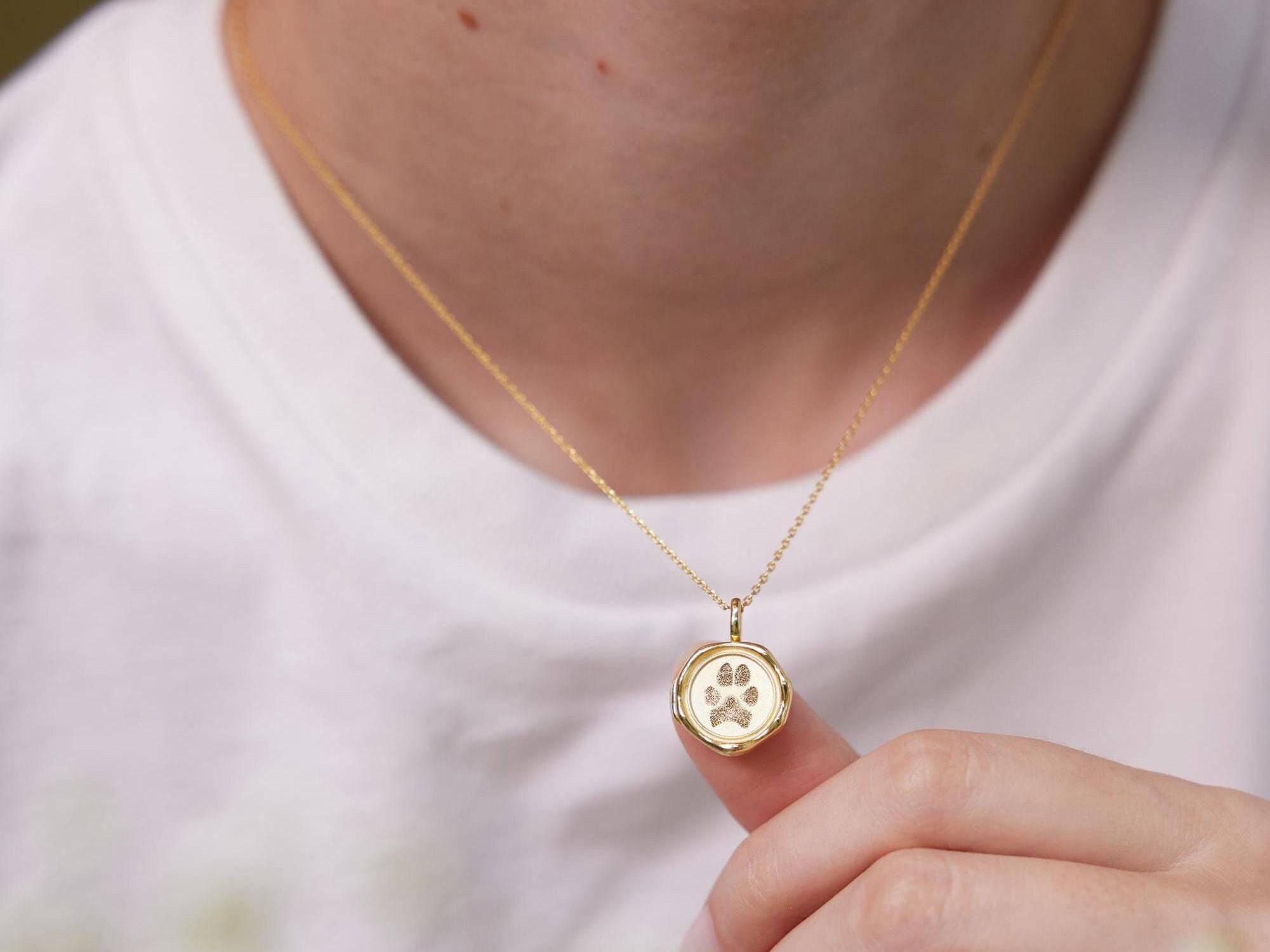 Paw Print Locket Necklace • Your Actual Pet Paw Print Necklace • Custom Pet Necklace • Dog Paw Necklace • Cat paw necklace • Memorial Loss