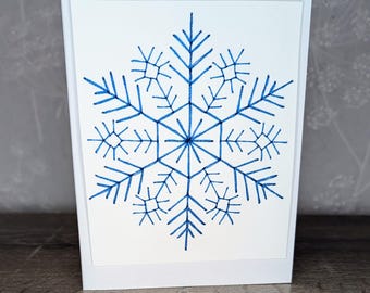 Snowflake Hand Embroidery Holiday Card Pattern