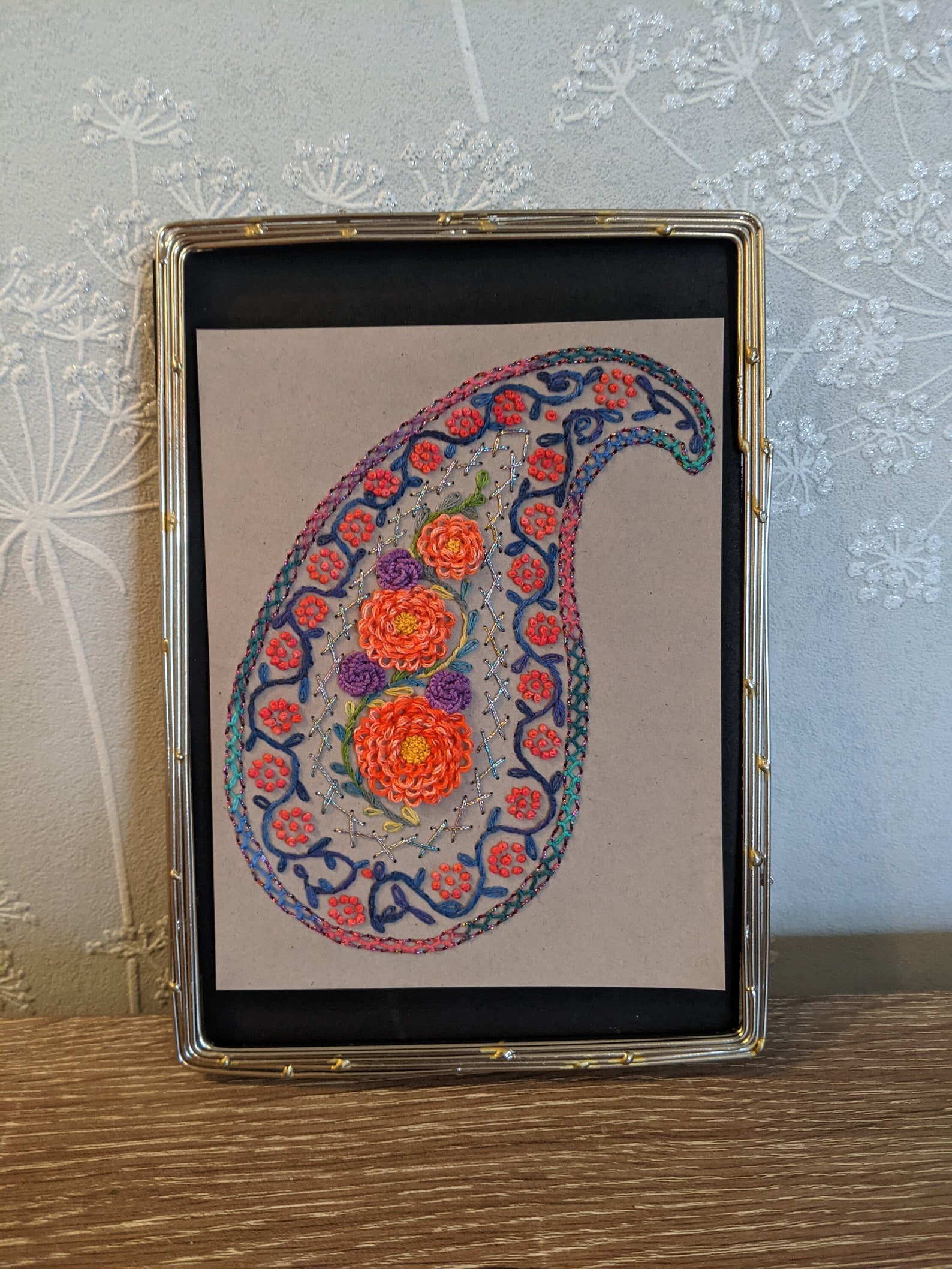 Paisley Cardstock Embroidery Pattern for Greeting Card or Etsy