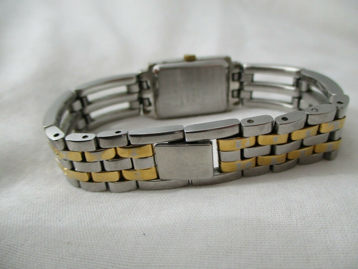 Pulsar Watch Gold & Silver Two Tone Band Rectangular Face Etsy