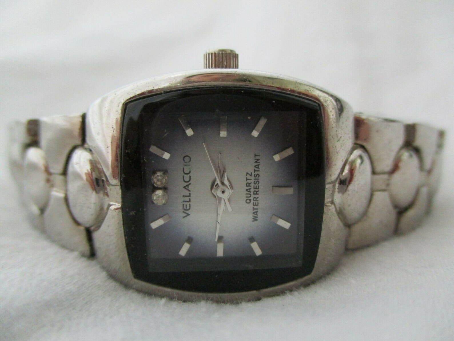 Vellaccio Watch Silver Toned Stainless Steel Black Square Etsy