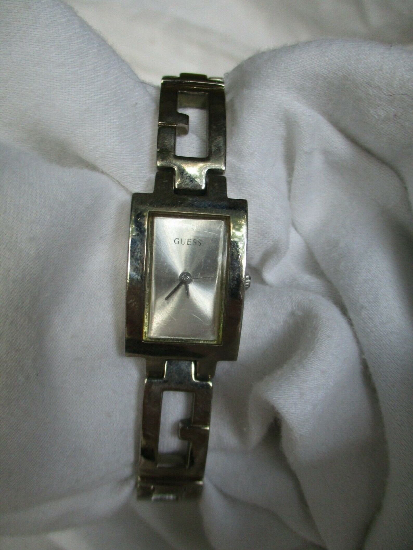 Guess Women's Silver Toned Rectangular Wristwatch w/ Etsy