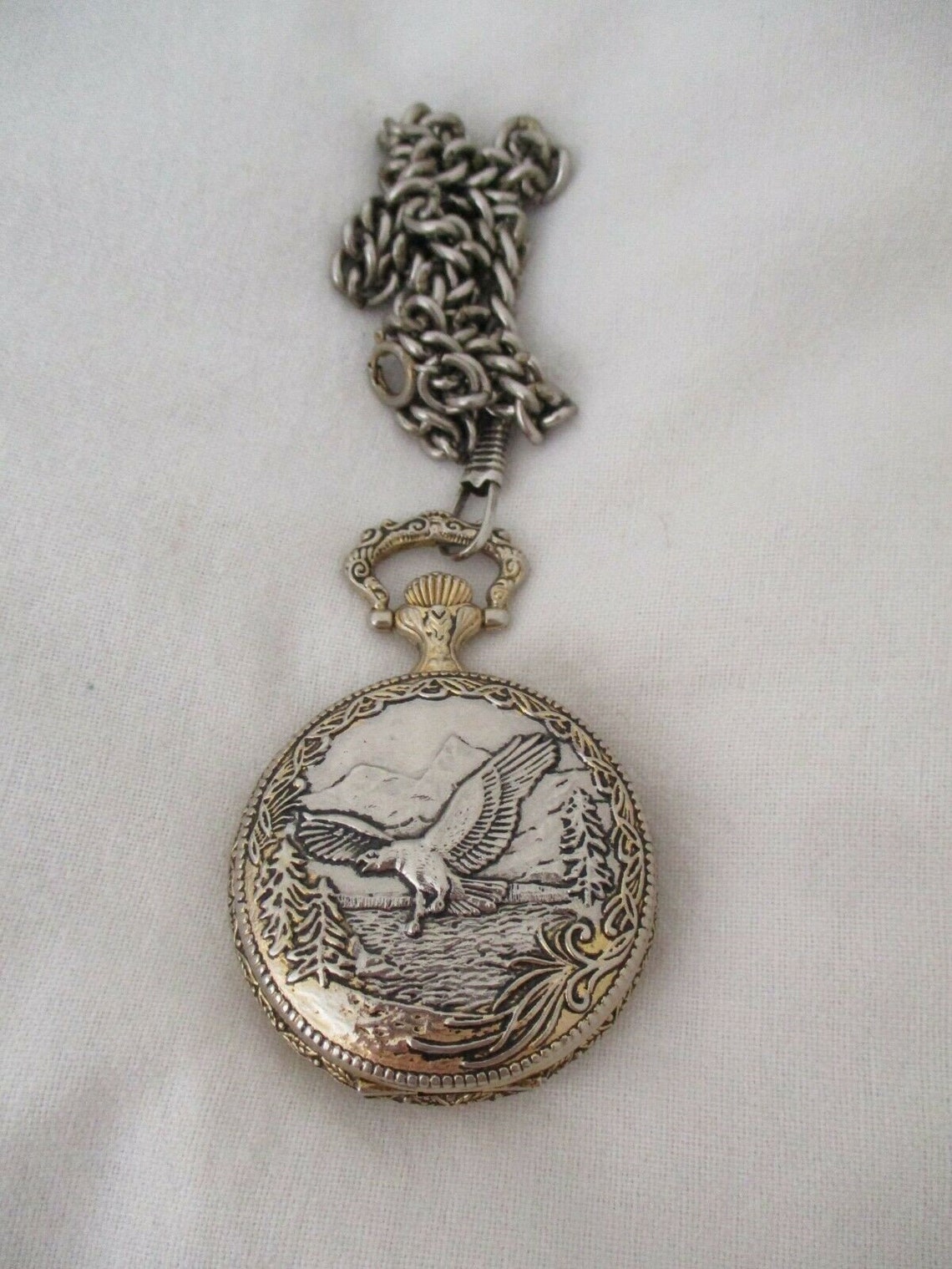 Armitron Pocket Watch Eagle Themed Gold & Silver Toned Roman Etsy
