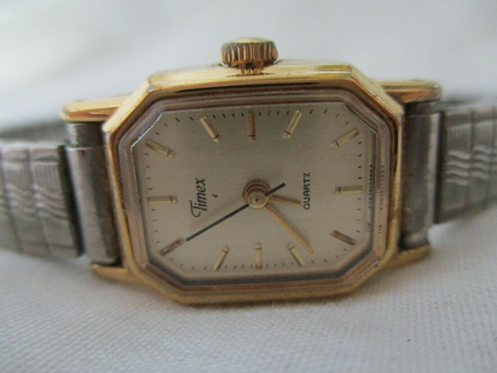 Timex Watch Gold Toned Rectangular Face Silver Toned Expansion | Etsy