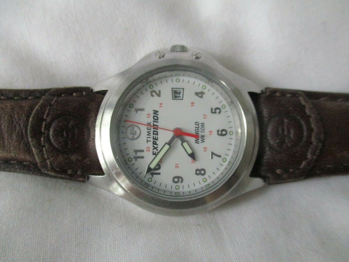 Timex Expedition Watch Date Indiglo WR 50M Brown Buckle Etsy