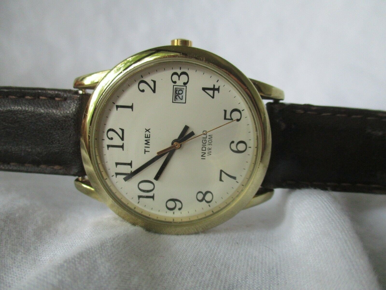 Timex Big Numbers Watch Black Leather Buckle Band Date Etsy