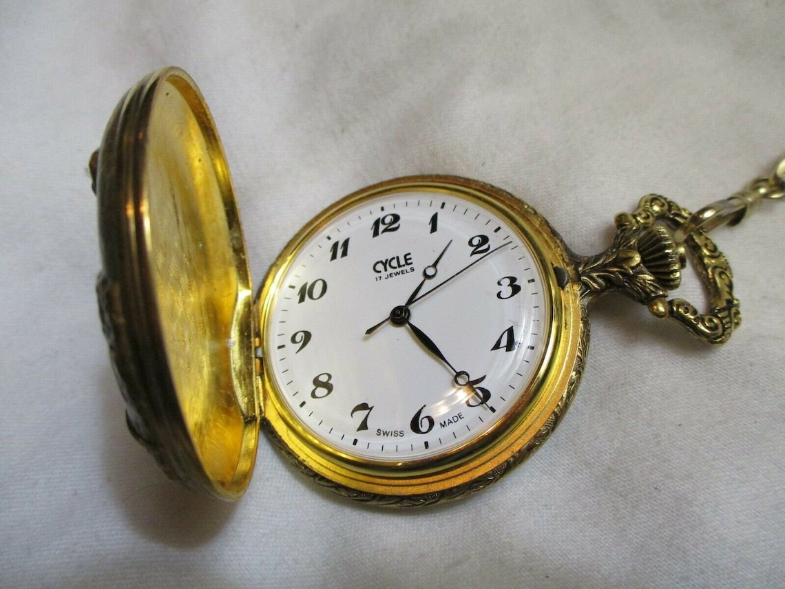 Swiss Made Cycle Analog Pocket Watch with 17 Jewels Etsy
