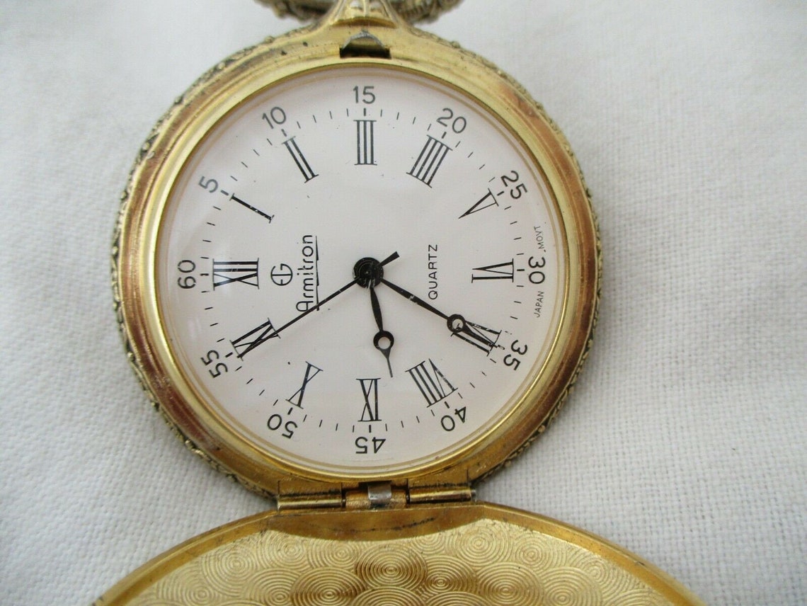 Armitron Pocket Watch Eagle Themed Gold & Silver Toned Roman Etsy