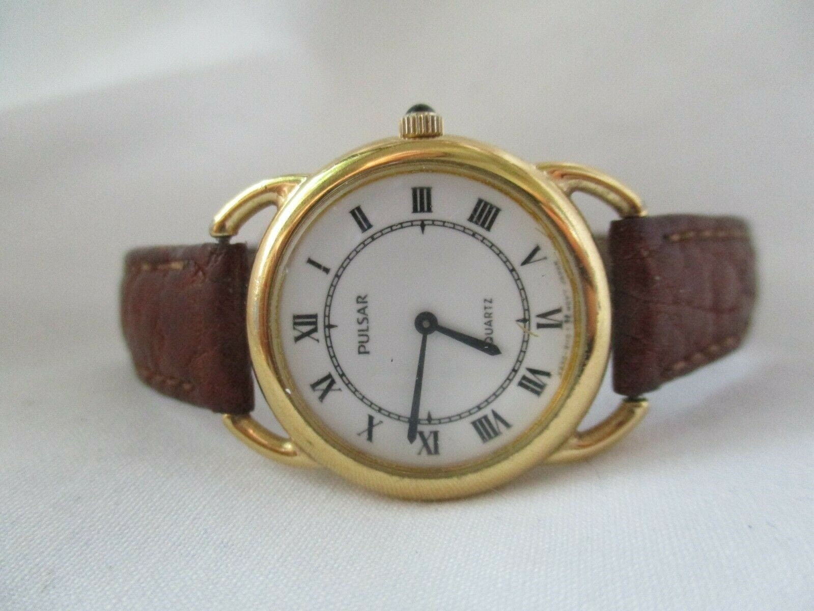 Pulsar Women's Classy Roman Numeral Brown & Gold Toned Etsy