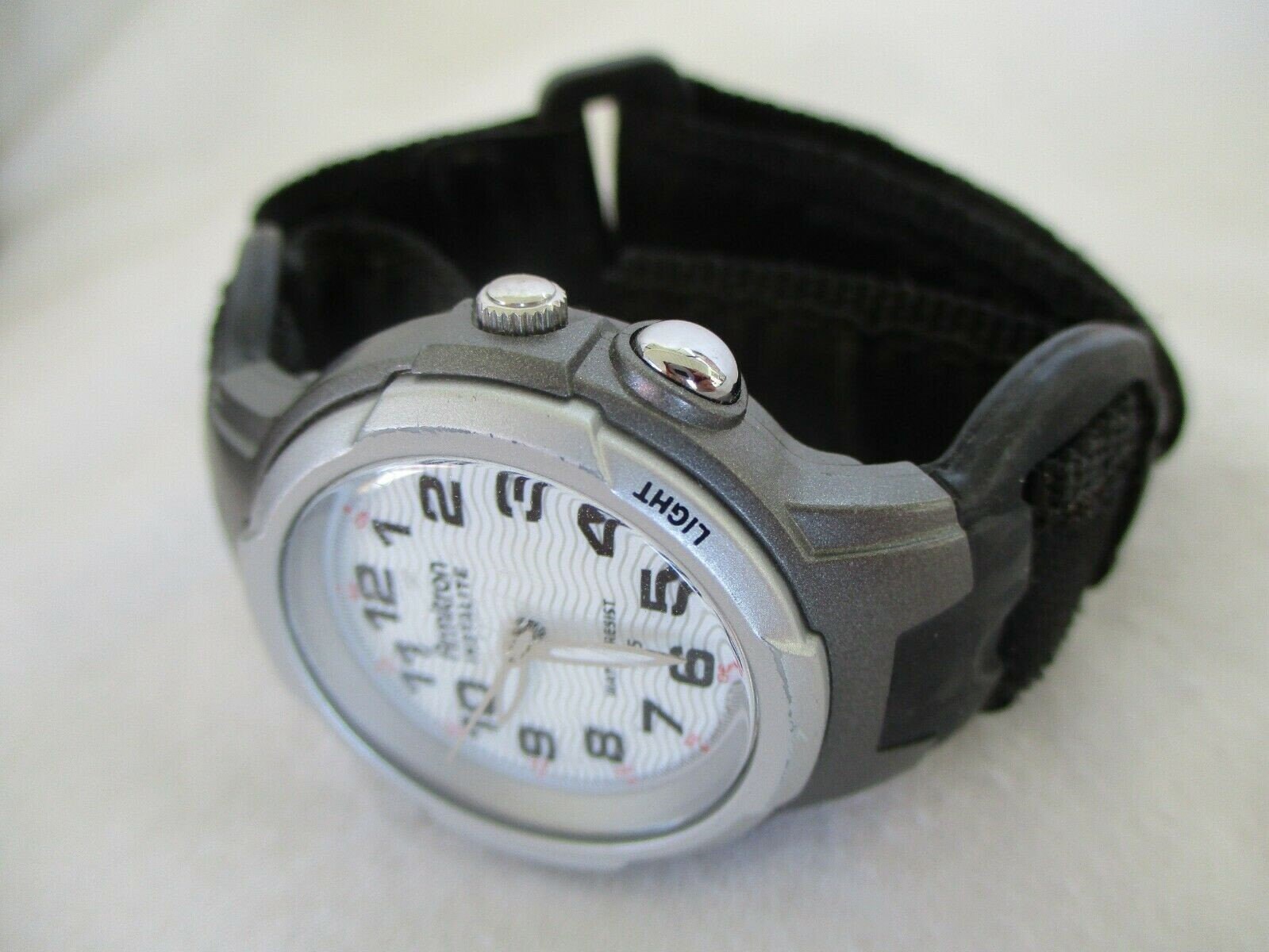 Armitron Instalite Wristwatch Black Hook & Loop Band Silver Etsy