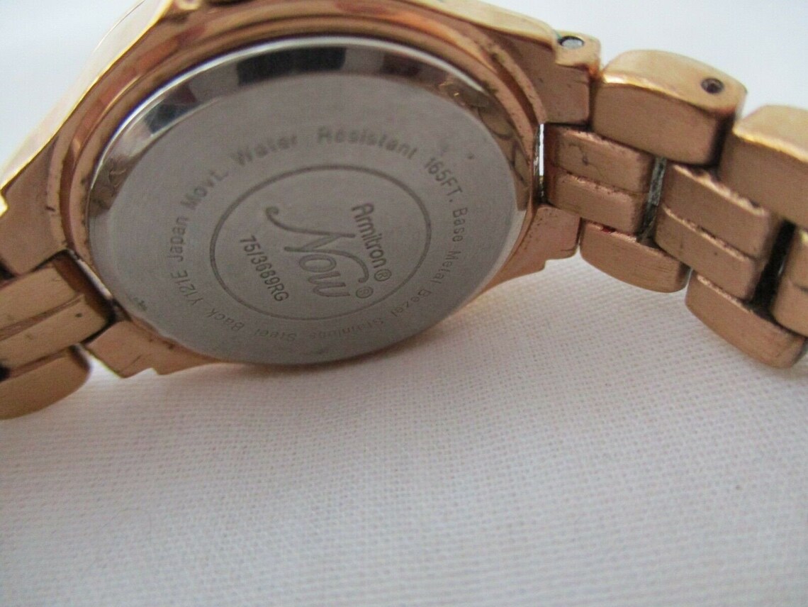 Armitron Now Water Resistant Gold Toned Link Band Wristwatch Etsy