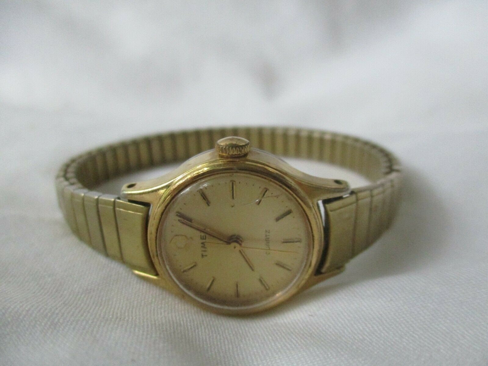 Timex Watch Gold Toned Stretch Band Water Resistant Vintage Etsy