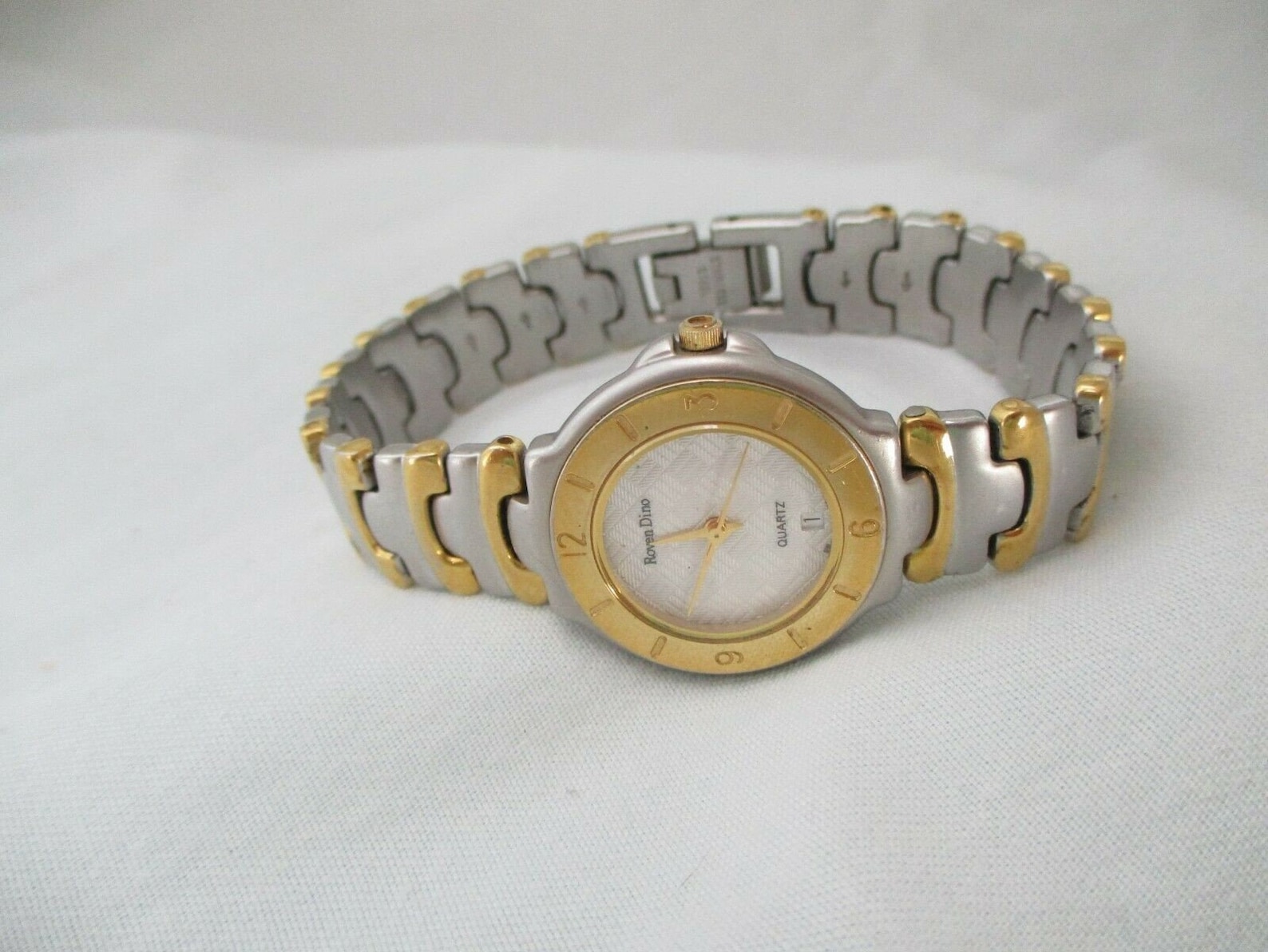 Roven Dino Watch Date Indicator Silver & Gold Toned Sapphire | Etsy