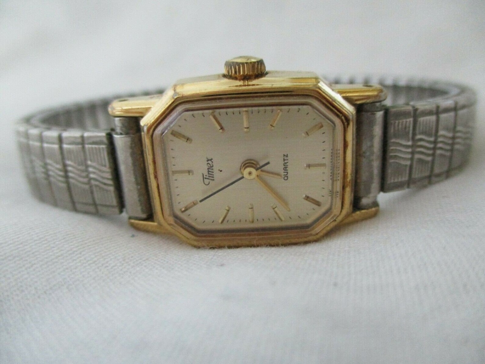 Timex Watch Gold Toned Rectangular Face Silver Toned Expansion | Etsy