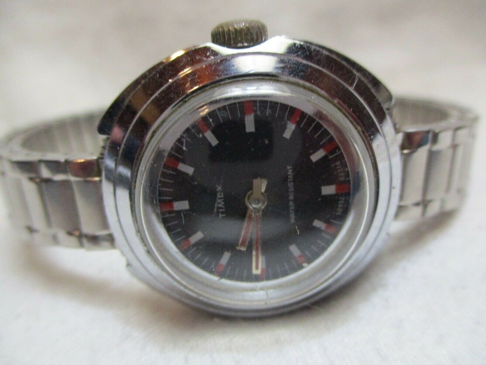 Timex Wind Up Watch Silver Expansion Band Round Blue Face Etsy