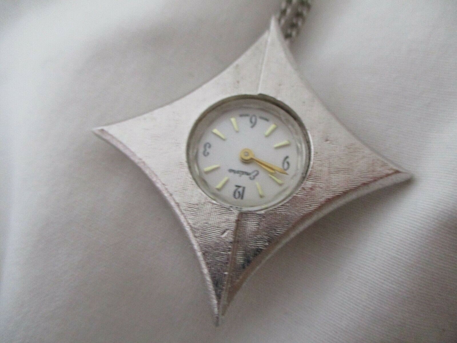 Endura Silver Toned WindUp Necklace Watch Etsy