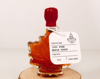 Pure Canadian Maple Syrup in Maple Leaf-Shaped Bottle - Artisanal, Sustainable, Exceptional Quality - Perfect Gift for Events