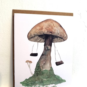 Kaarten aquarel paddestoelen | Grappig briefpapier | Set van 4 | Aquarelafdrukken | Handgeschilderde blanco kaarten met enveloppen | Wenskaarten