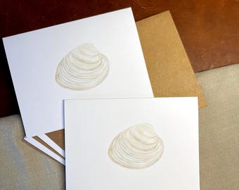 Handmade Watercolor Seashell Greeting Cards | Set of 4 Blank Notecards