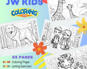 JW Kids English Coloring Book, 55 Pages, JW Meeting Activity Book, JW Coloring Pages, Printable Coloring