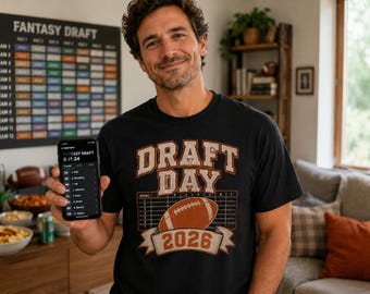 Camiseta del Draft del Día 2026 / Camiseta para la fiesta del Draft de Fantasy Football, Camisetas a juego para la liga, Regalo personalizado para grupos con el nombre de la liga