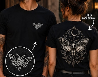 Camiseta de polilla calavera / Camiseta gótica de polilla / Ropa estilo Dark Academia / Camiseta de polilla calavera ocultista / Regalo alternativo