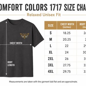 Death's Head Hawkmoth Embroidered Shirt, Gothic Moth Tee, Comfort Colors 1717 T-Shirt, Dark Academia Gift, Entomology Tee image 10