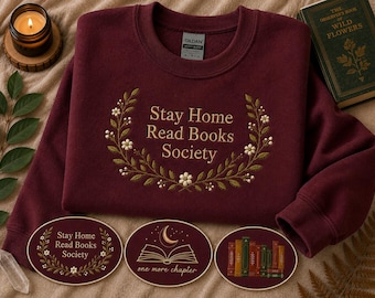 Sudadera bordada con temática literaria / Sudadera cómoda de cuello redondo para lectores / 3 diseños / Regalo ideal para amantes de los libros, bibliotecarios y profesores / Club de lectura / Elige el color