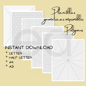 Printable paper. Patterns for coloring. Geometric templates. Bullet journal paper. Notebook templates. PDF. Polygon pattern. A4Letter