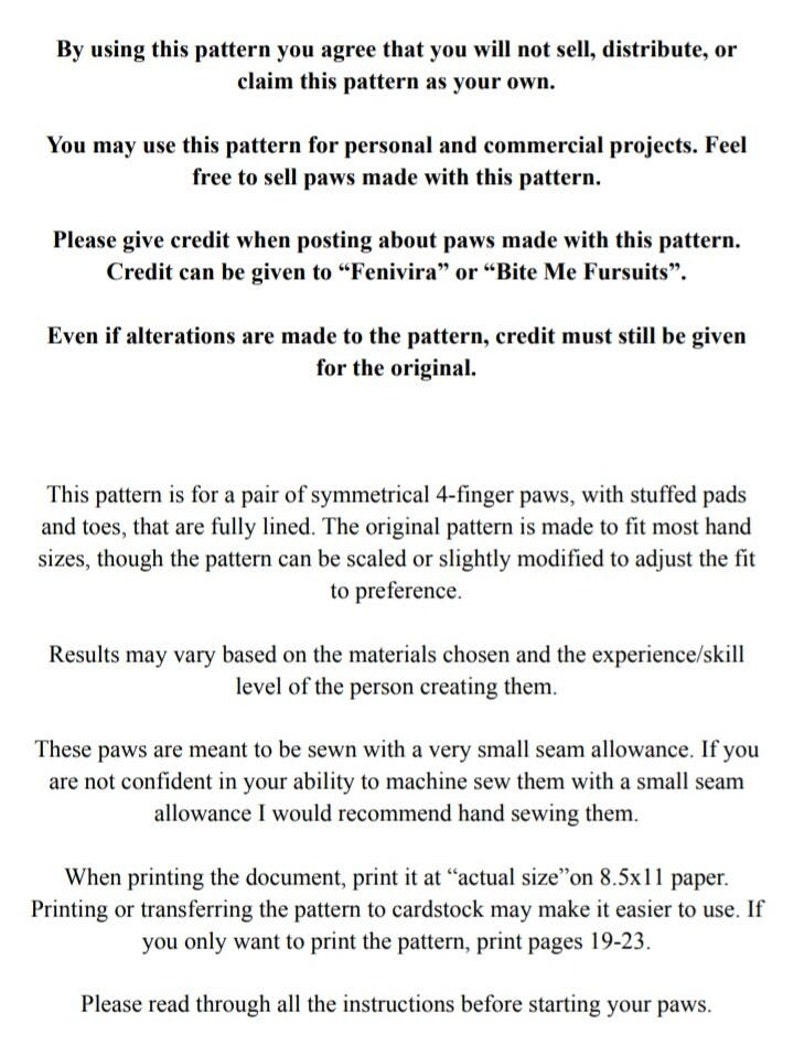 PDF Pattern Download Puffy Fursuit Handpaws Furry Paws - Etsy