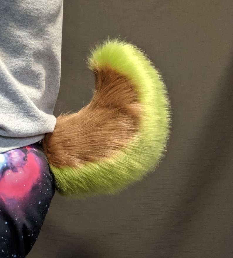 Green and Brown Deer Nub Fursuit Tail Faux Fur Tail Small Etsy