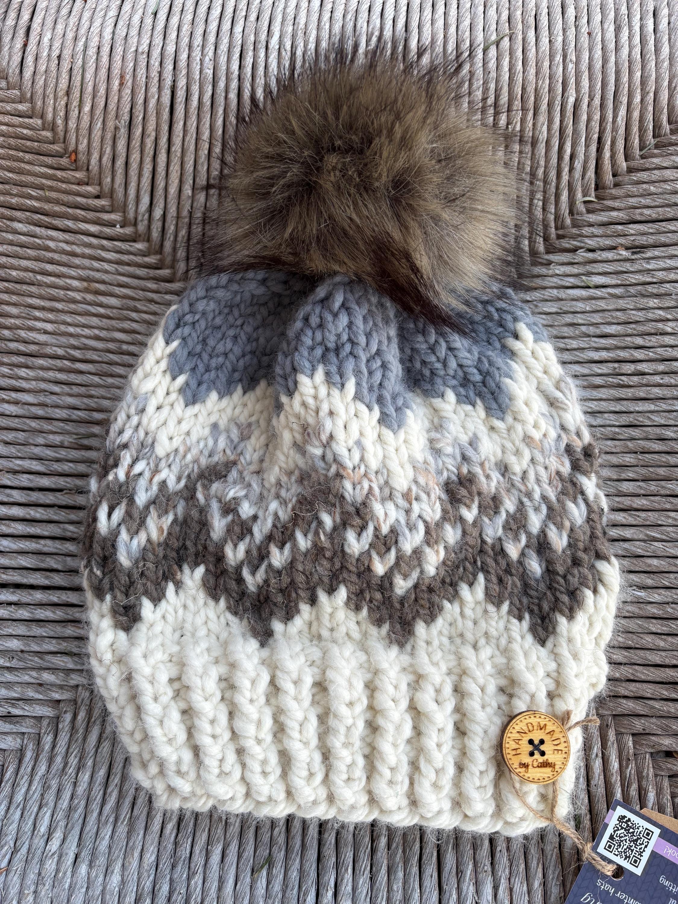 Chevron Knit Pom Hat: Customizable Winter Beanie - Etsy display picture 2